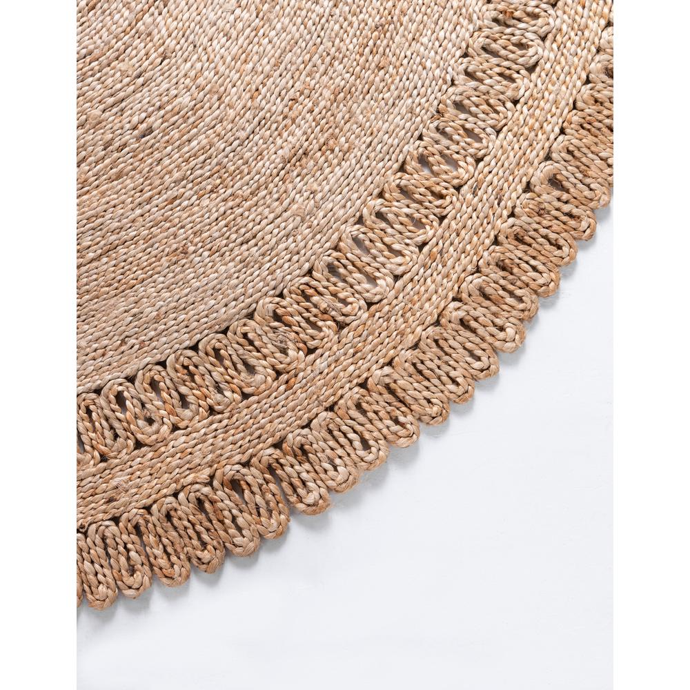 Floral Braided Jute Rug, Natural (4' 0 x 4' 0). Picture 5