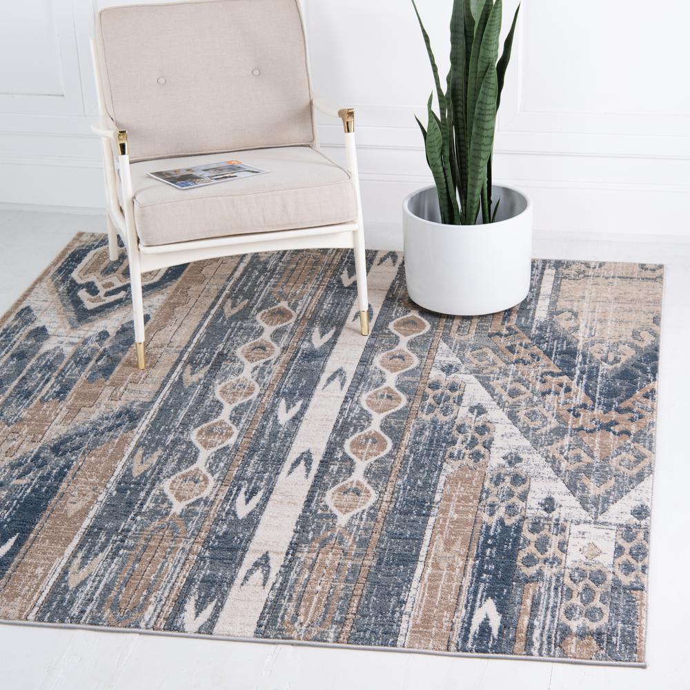 Orford Portland Rug, Navy Blue/Tan (6' 0 x 6' 0). Picture 2