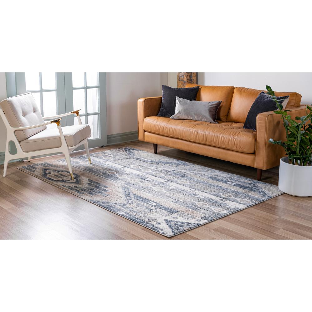 Orford Portland Rug, Navy Blue/Tan (4' 0 x 6' 0). Picture 3