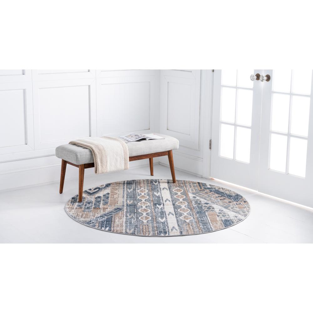 Orford Portland Rug, Navy Blue/Tan (5' 0 x 5' 0). Picture 4