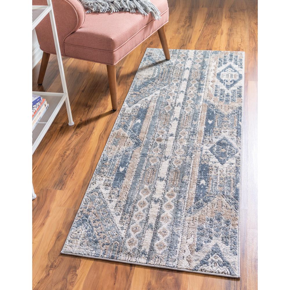 Orford Portland Rug, Navy Blue/Tan (2' 2 x 8' 0). Picture 2