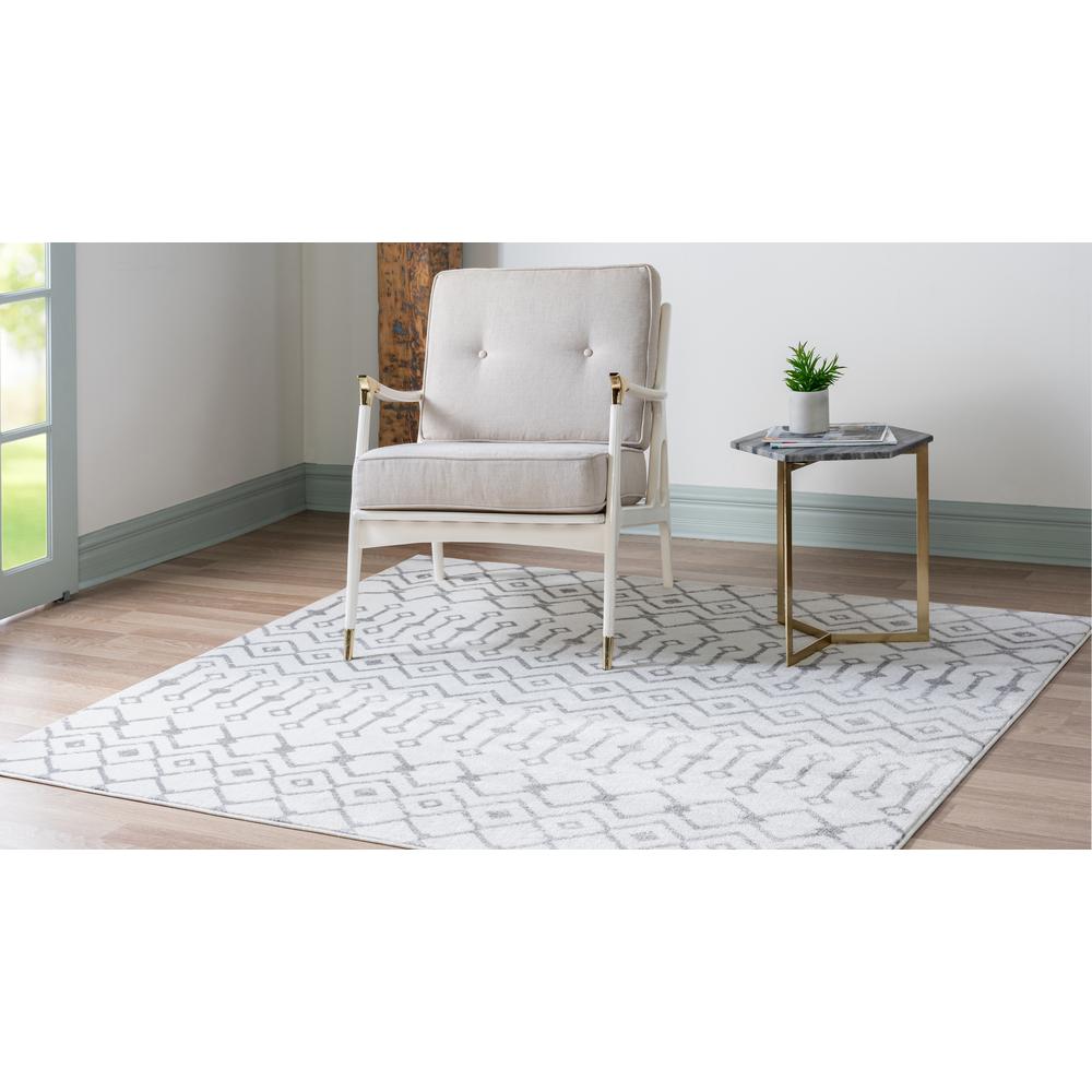 Moroccan Trellis Rug, Ivory/Gray (8' 0 x 8' 0). Picture 3