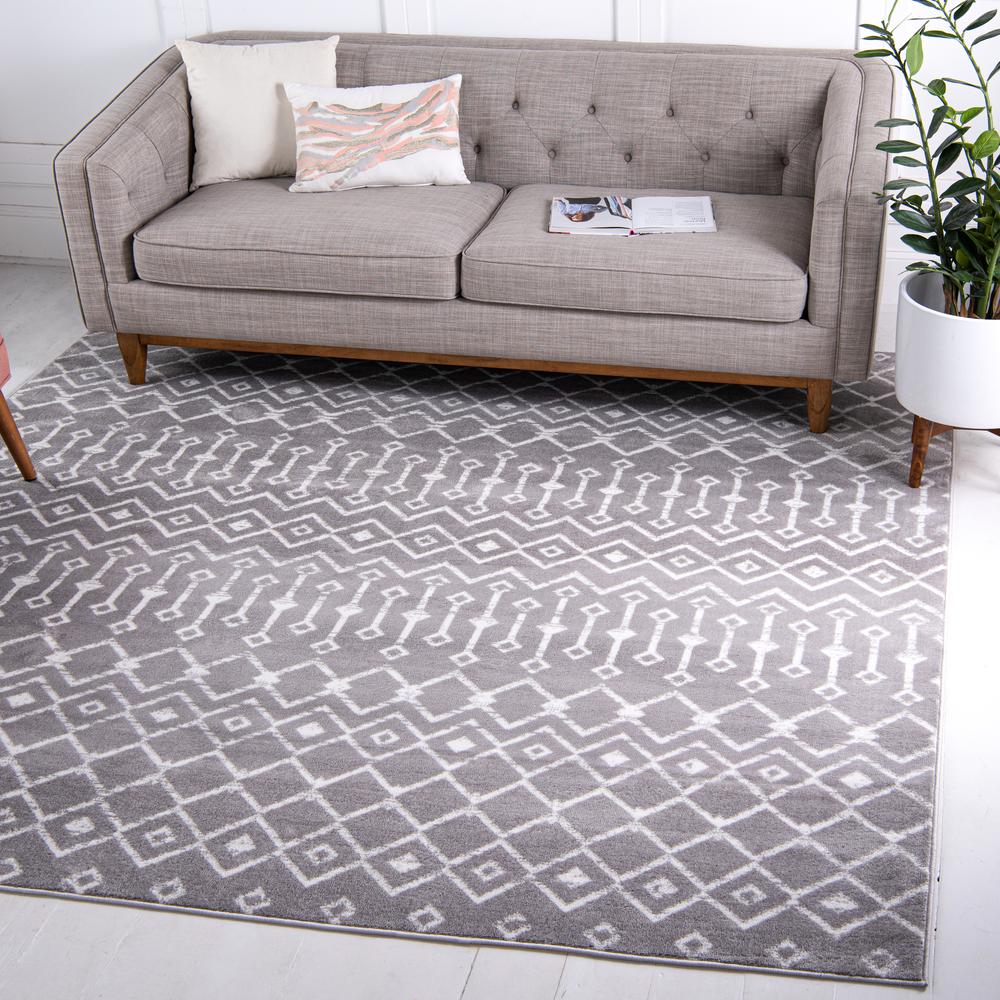 Moroccan Trellis Rug, Light Gray/Ivory (8' 0 x 8' 0). Picture 2