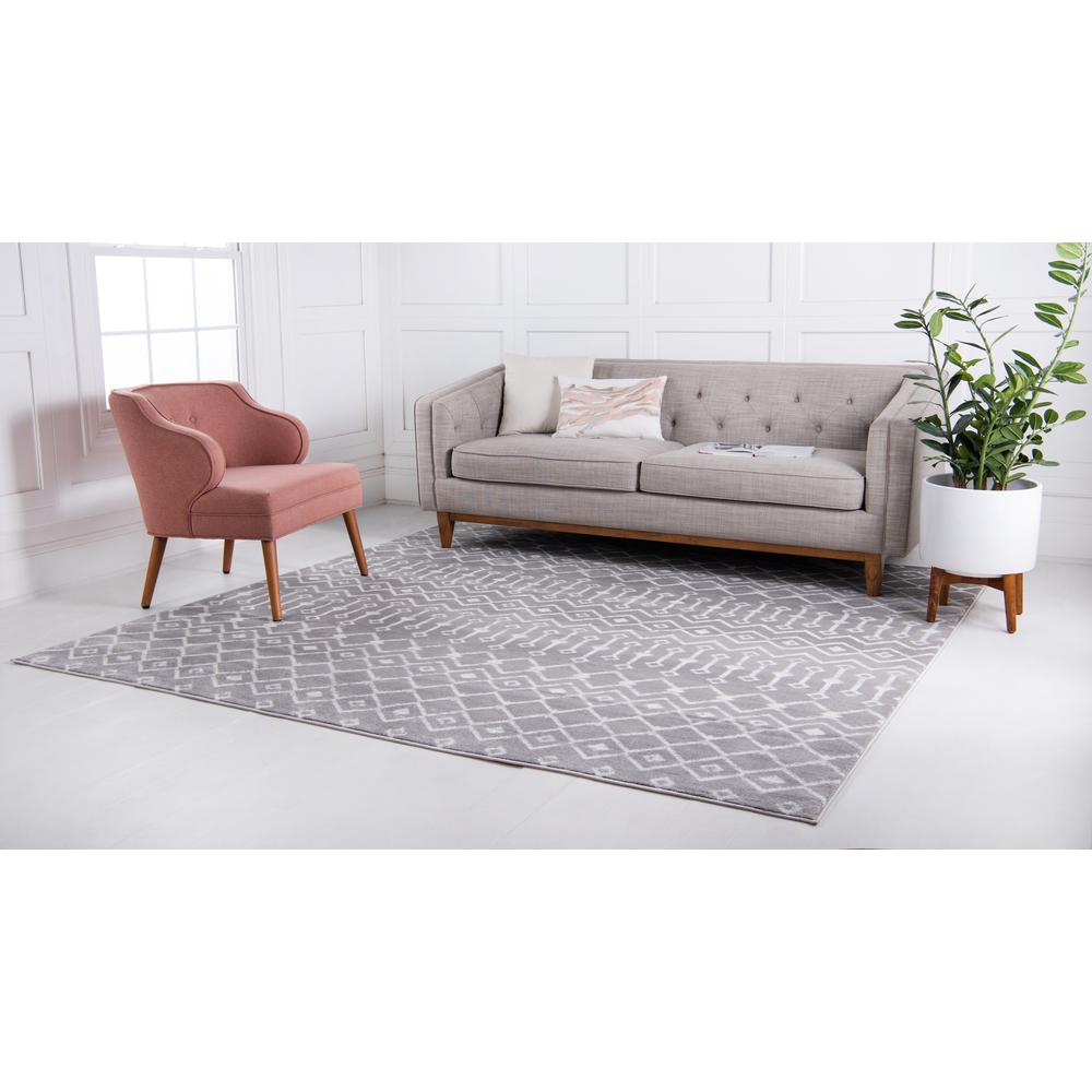 Moroccan Trellis Rug, Light Gray/Ivory (8' 0 x 8' 0). Picture 3