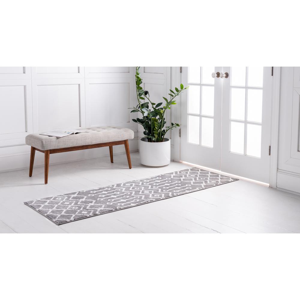 Moroccan Trellis Rug, Light Gray/Ivory (2' 0 x 9' 10). Picture 3