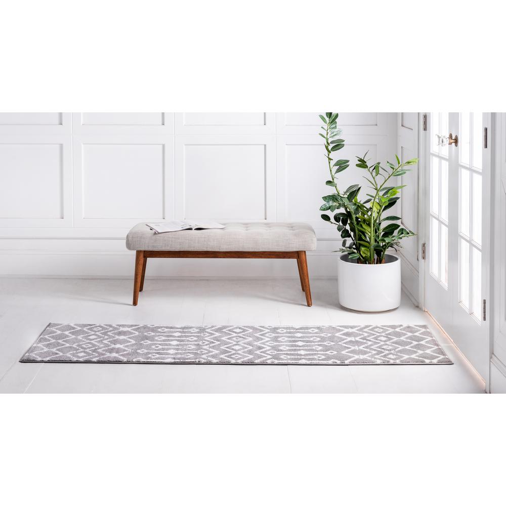 Moroccan Trellis Rug, Light Gray/Ivory (2' 0 x 9' 10). Picture 4