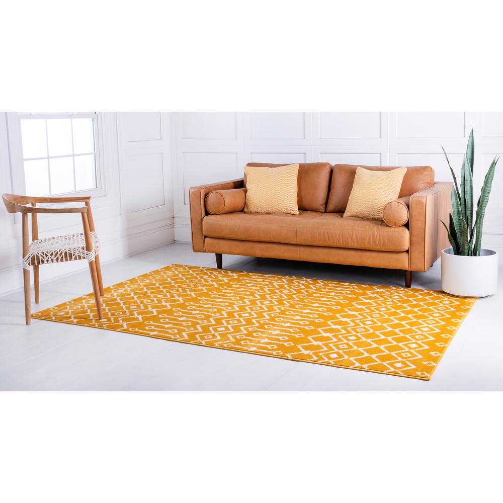 Moroccan Trellis Rug, Yellow/Ivory (3' 3 x 5' 3). Picture 3