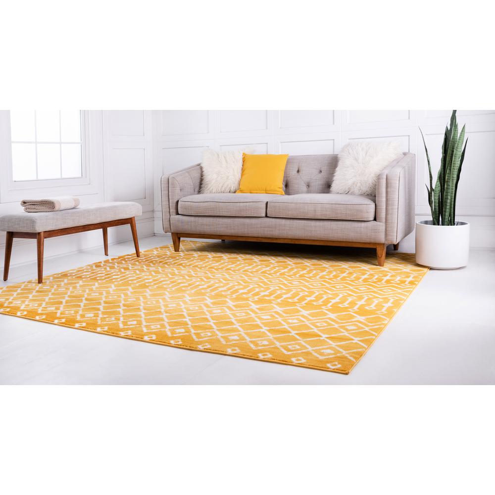 Moroccan Trellis Rug, Yellow/Ivory (8' 0 x 8' 0). Picture 3