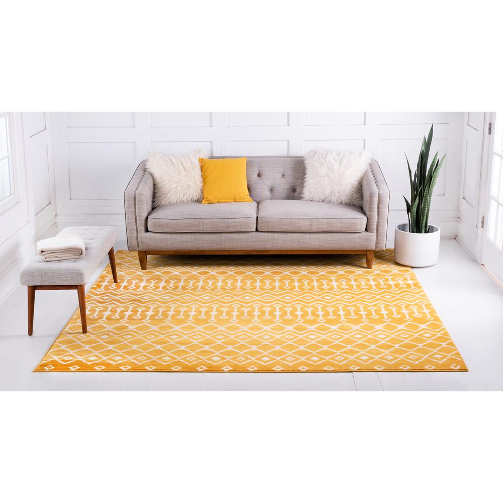 Moroccan Trellis Rug, Yellow/Ivory (8' 0 x 8' 0). Picture 4