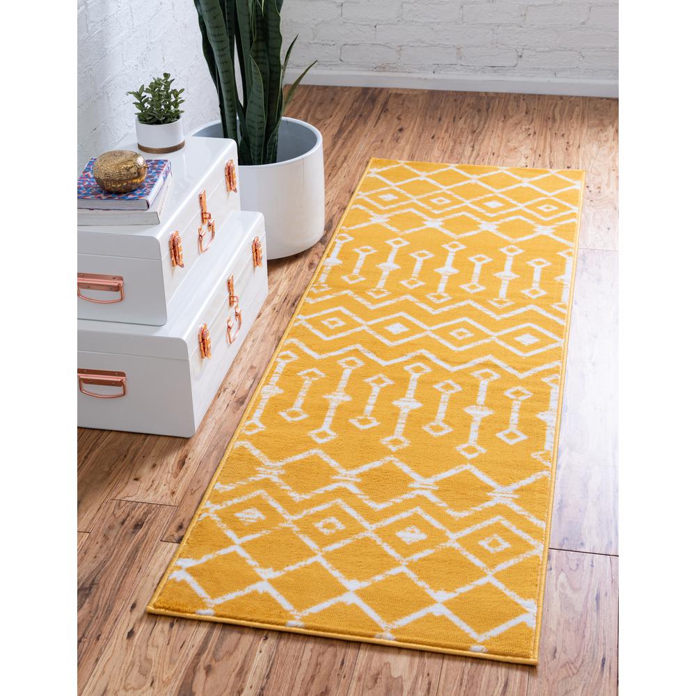 Moroccan Trellis Rug, Yellow/Ivory (2' 0 x 9' 10). Picture 2