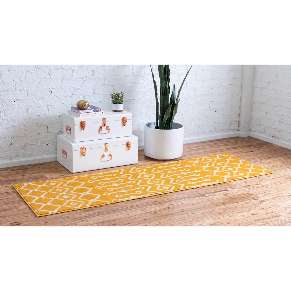 Moroccan Trellis Rug, Yellow/Ivory (2' 0 x 9' 10). Picture 3