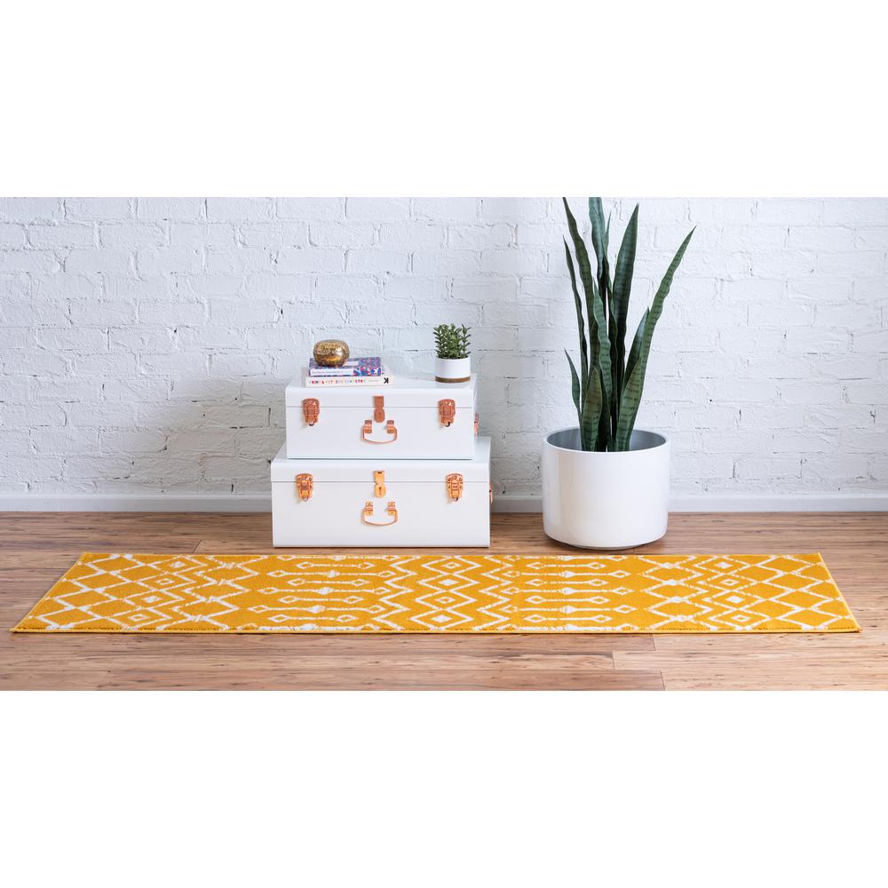 Moroccan Trellis Rug, Yellow/Ivory (2' 0 x 9' 10). Picture 4