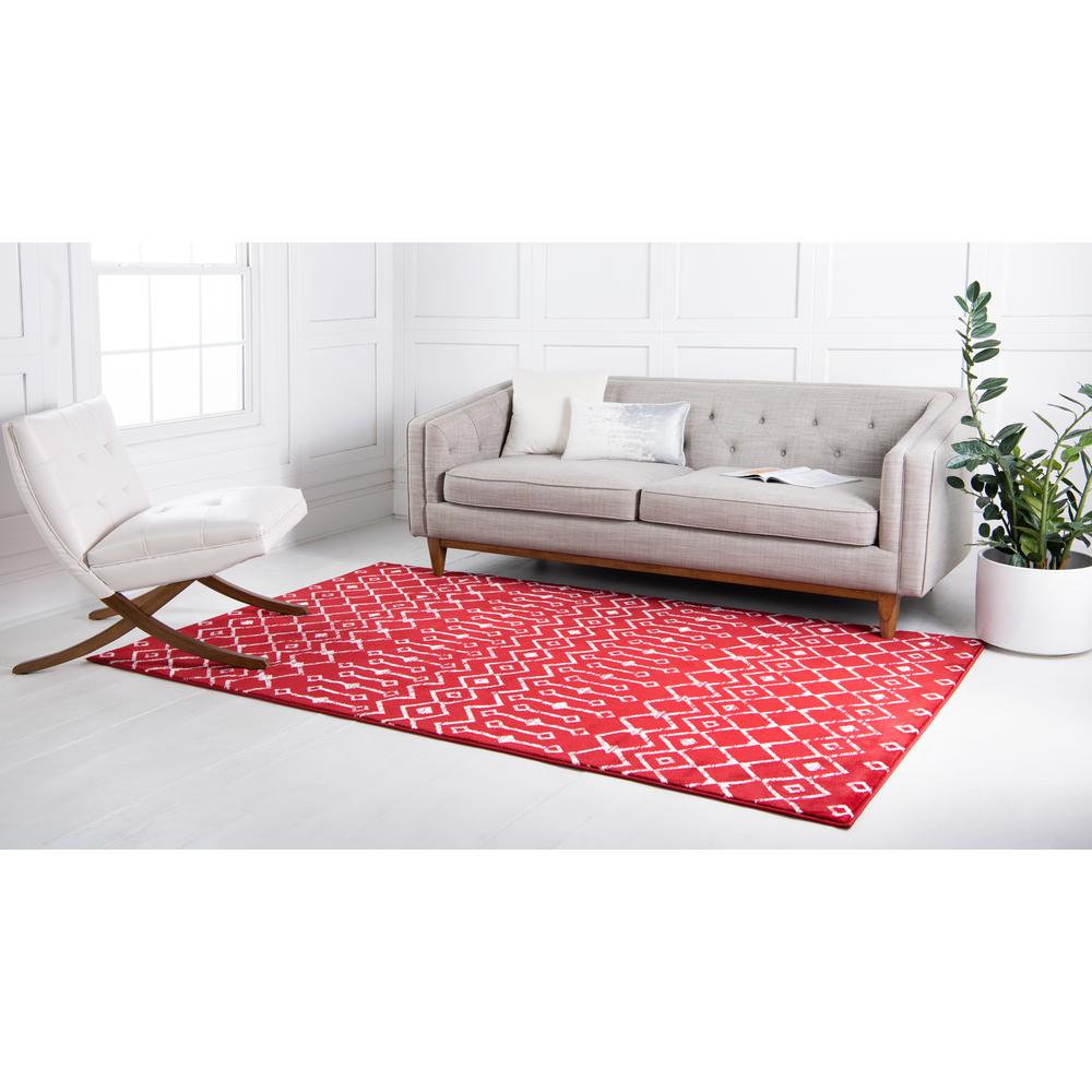 Moroccan Trellis Rug, Red/Ivory (3' 3 x 5' 3). Picture 3