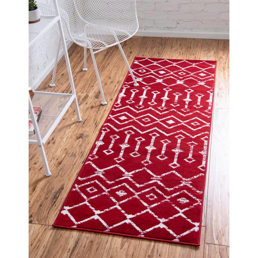 Moroccan Trellis Rug, Red/Ivory (2' 0 x 9' 10). Picture 2