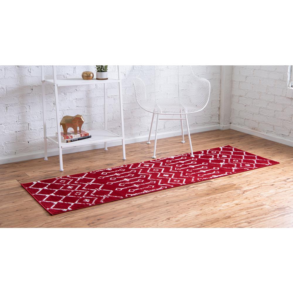 Moroccan Trellis Rug, Red/Ivory (2' 0 x 9' 10). Picture 3