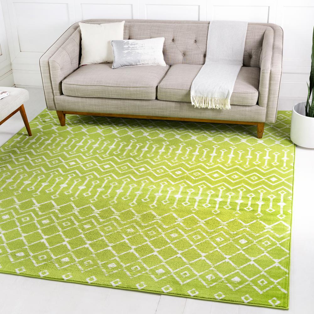 Moroccan Trellis Rug, Green/Ivory (8' 0 x 8' 0). Picture 2