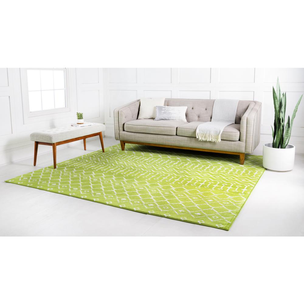 Moroccan Trellis Rug, Green/Ivory (8' 0 x 8' 0). Picture 3