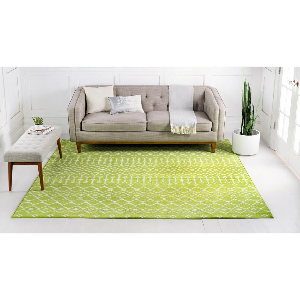 Moroccan Trellis Rug, Green/Ivory (8' 0 x 8' 0). Picture 4