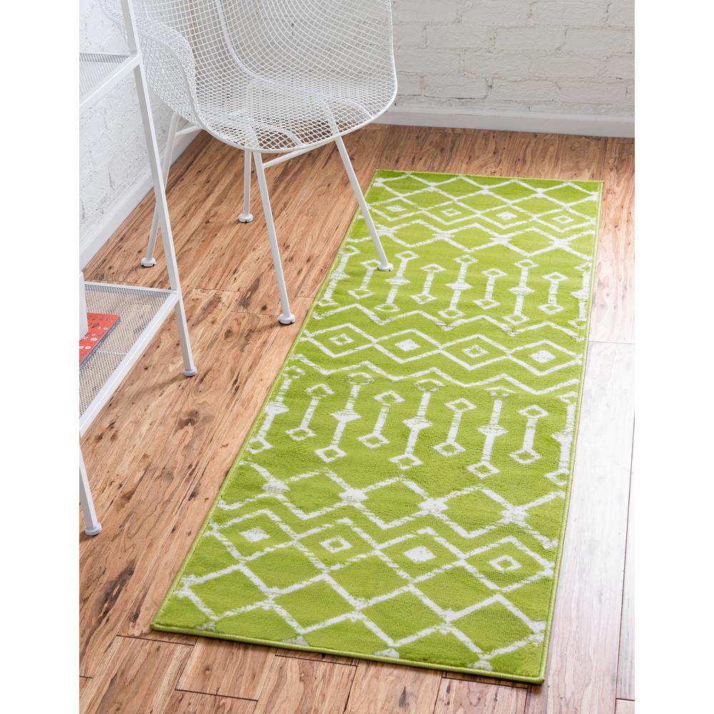 Moroccan Trellis Rug, Green/Ivory (2' 0 x 9' 10). Picture 2