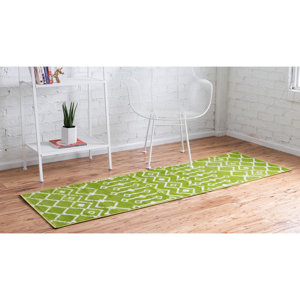 Moroccan Trellis Rug, Green/Ivory (2' 0 x 9' 10). Picture 3