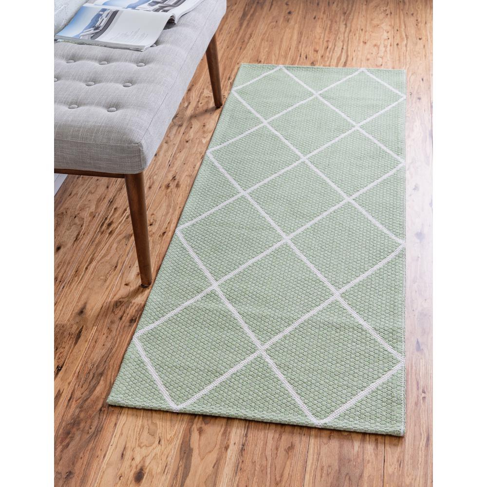 Diamond Decatur Rug, Green/Ivory (2' 2 x 7' 4). Picture 2