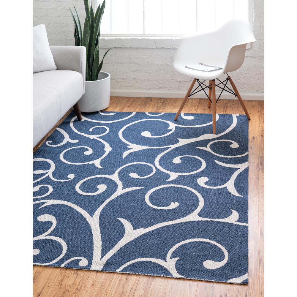 Scroll Decatur Rug, Navy Blue/Ivory (4' 2 x 6' 0). Picture 2