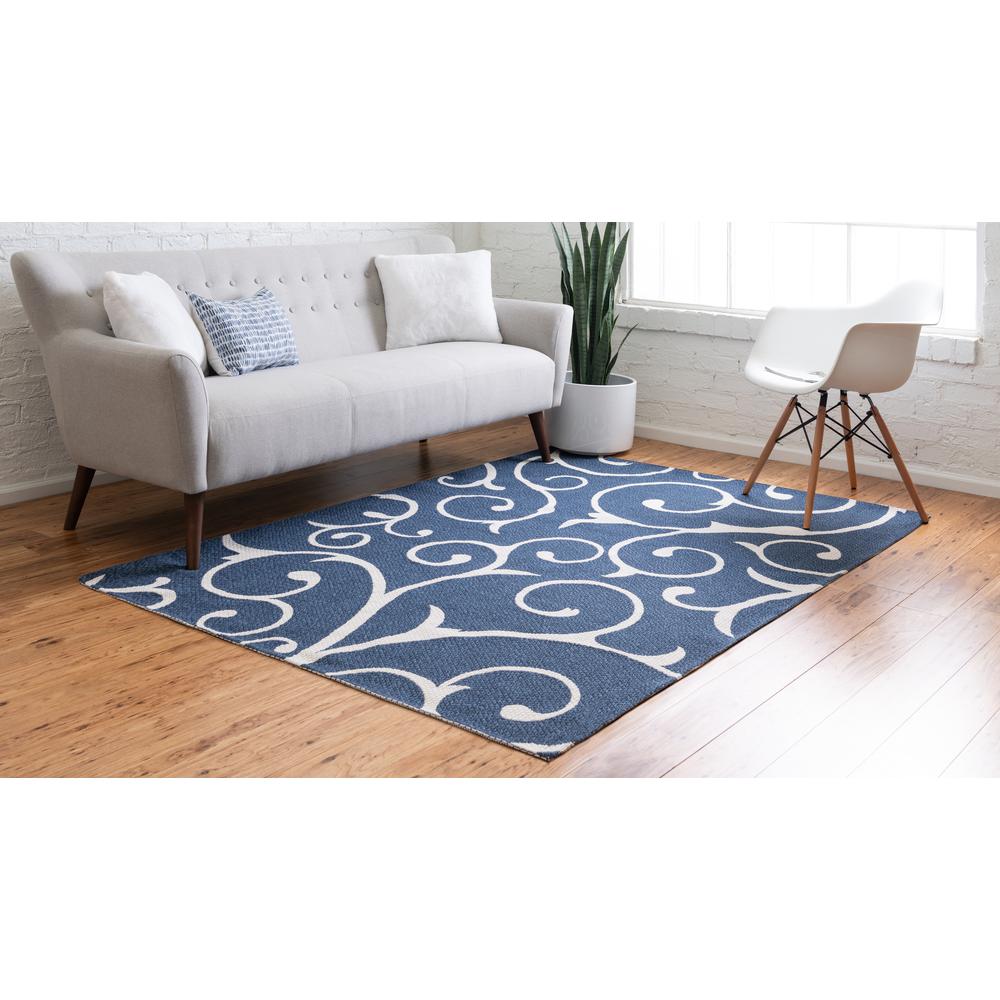 Scroll Decatur Rug, Navy Blue/Ivory (4' 2 x 6' 0). Picture 3