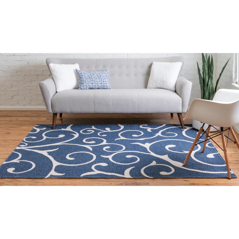 Scroll Decatur Rug, Navy Blue/Ivory (4' 2 x 6' 0). Picture 4