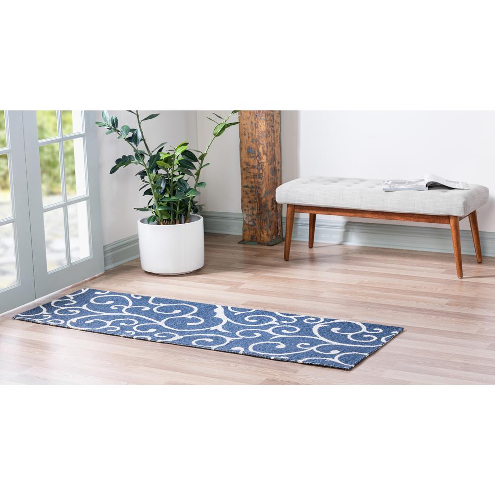 Scroll Decatur Rug, Navy Blue/Ivory (2' 2 x 7' 4). Picture 3