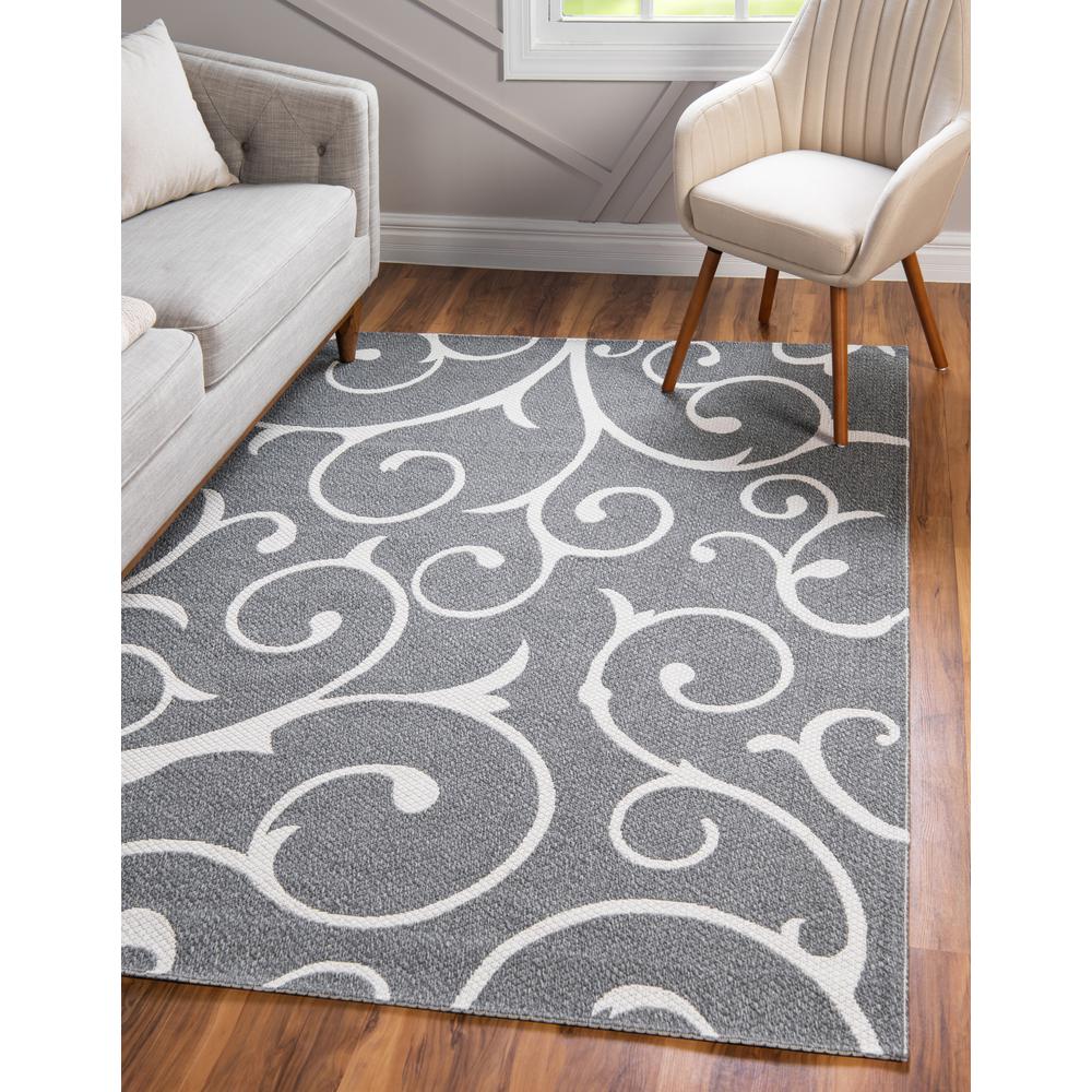 Scroll Decatur Rug, Dark Gray/Ivory (4' 2 x 6' 0). Picture 2