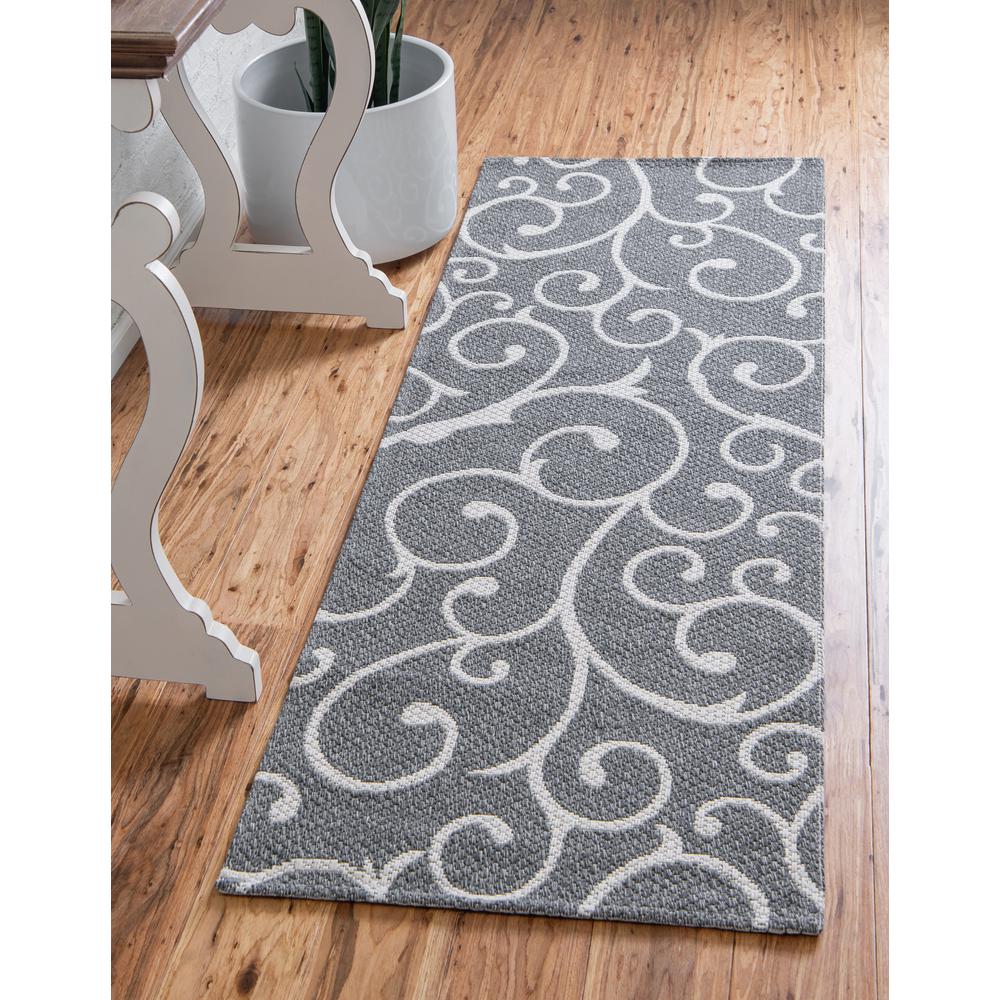 Scroll Decatur Rug, Dark Gray/Ivory (2' 2 x 7' 4). Picture 2