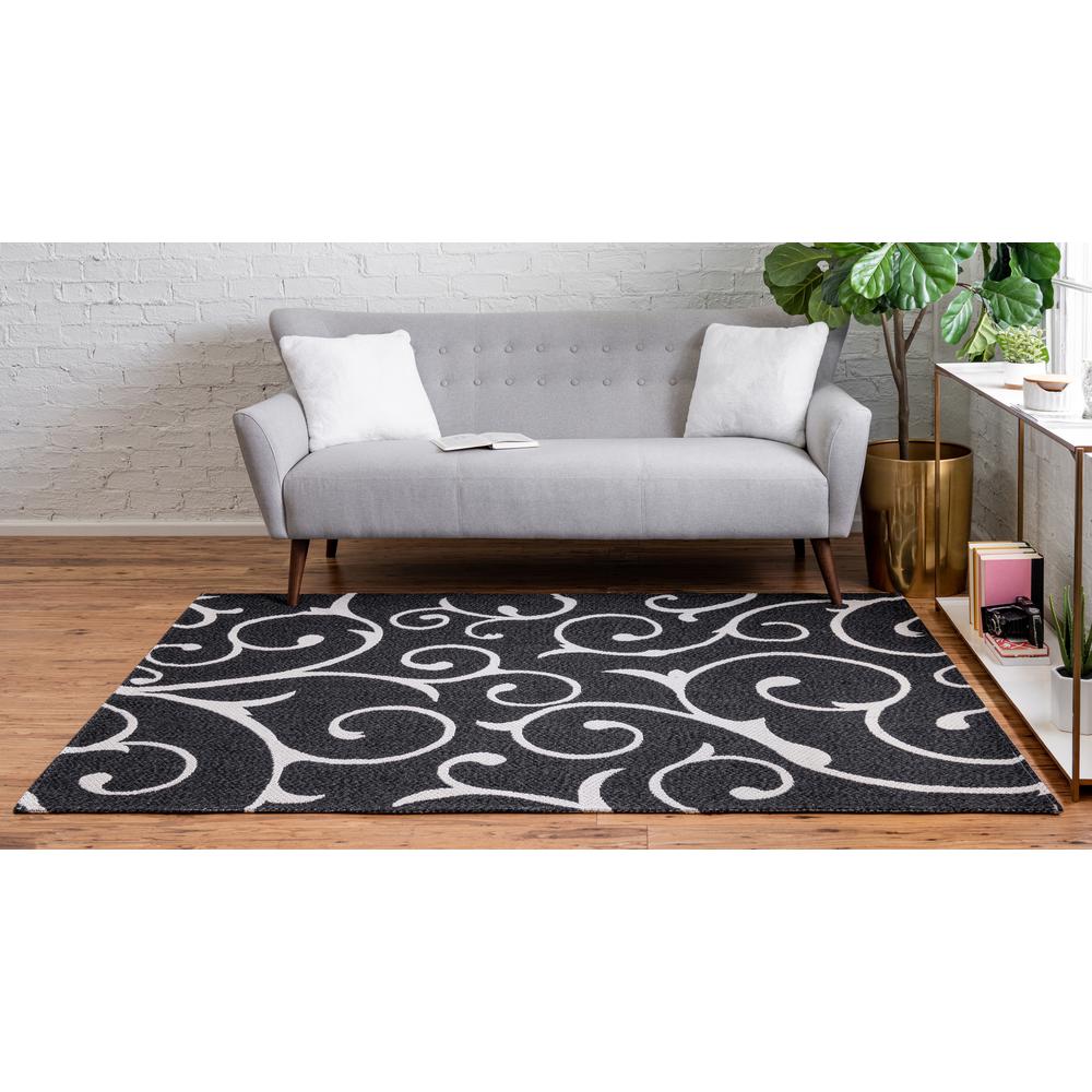 Scroll Decatur Rug, Black/Ivory (4' 2 x 6' 0). Picture 4