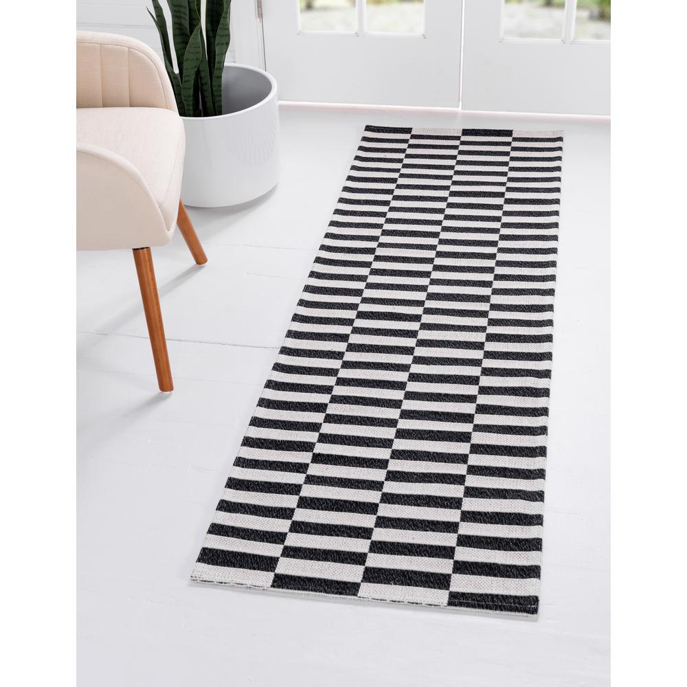 Striped Decatur Rug, Black/Ivory (2' 2 x 7' 4). Picture 2