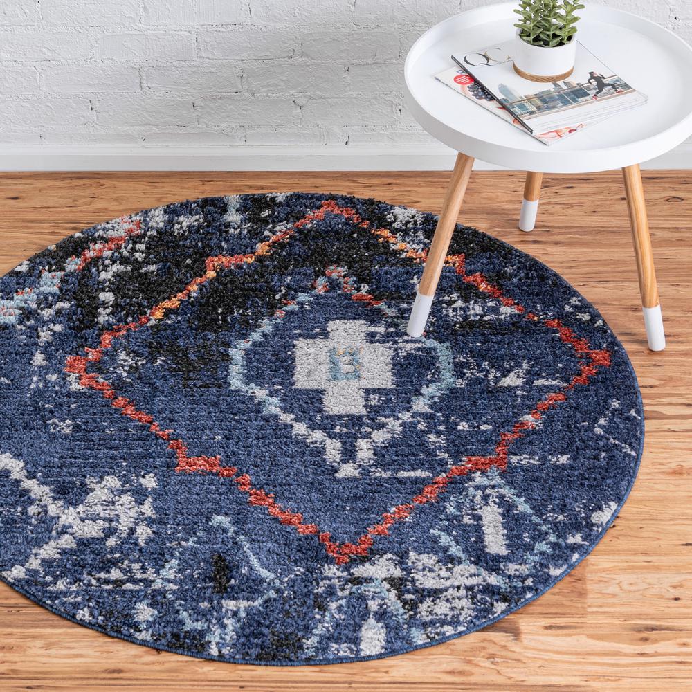 Rif Arabia Rug, Navy Blue (7' 0 x 7' 0). Picture 2