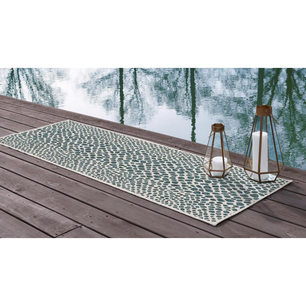 Jill Zarin Outdoor Cape Town Area Rug 2' 0" x 8' 0", Runner Teal. Picture 3