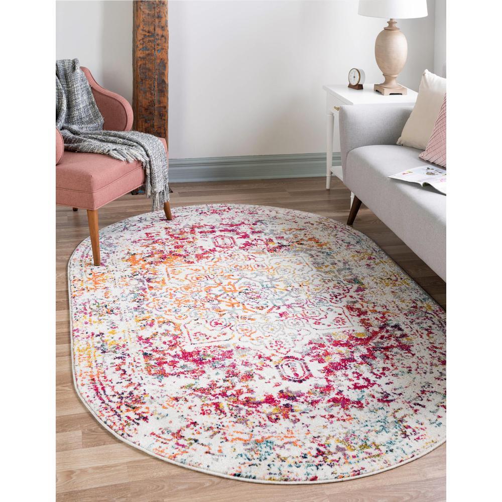 Unique Loom 5x8 Oval Rug in Ivory (3150555). Picture 2
