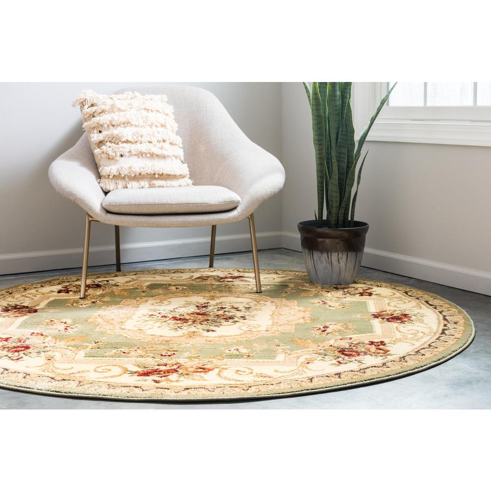 Unique Loom 5 Ft Round Rug in Green (3153880). Picture 4