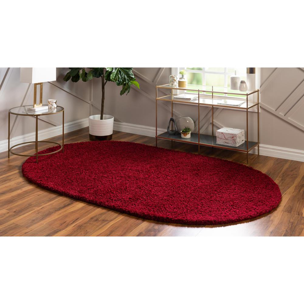 Unique Loom 5x8 Oval Rug in Cherry Red (3151395). Picture 3