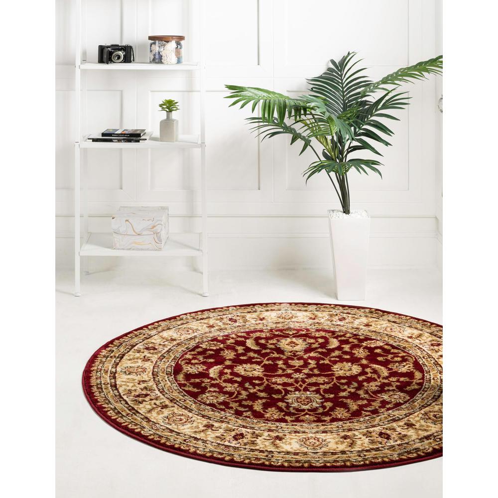 Unique Loom 3 Ft Round Rug in Red (3157610). Picture 5