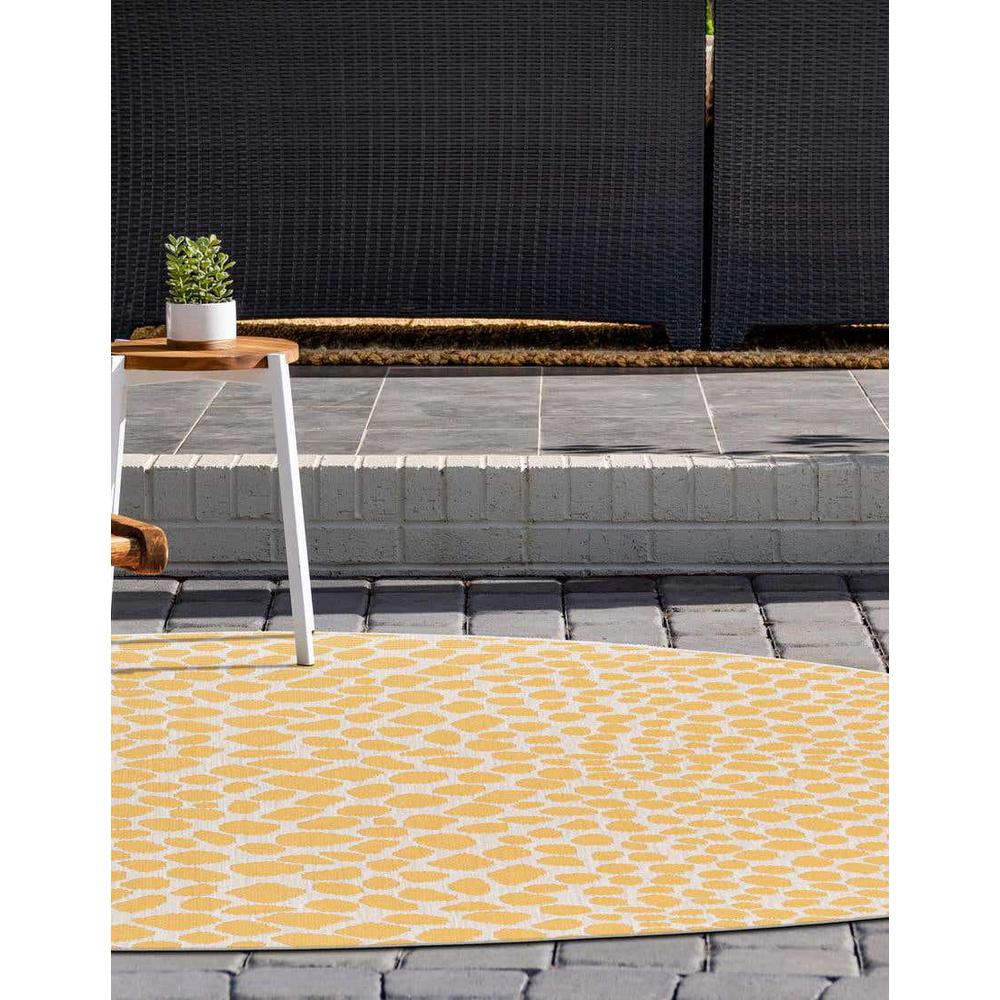Jill Zarin Outdoor Cape Town Area Rug 10' 8" x 10' 8", Round Yellow Ivory. Picture 3