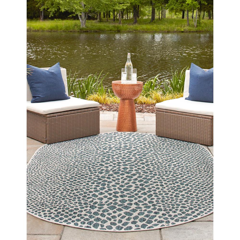 Jill Zarin Outdoor Cape Town Area Rug 5' 3" x 8' 0", Oval Teal. Picture 3