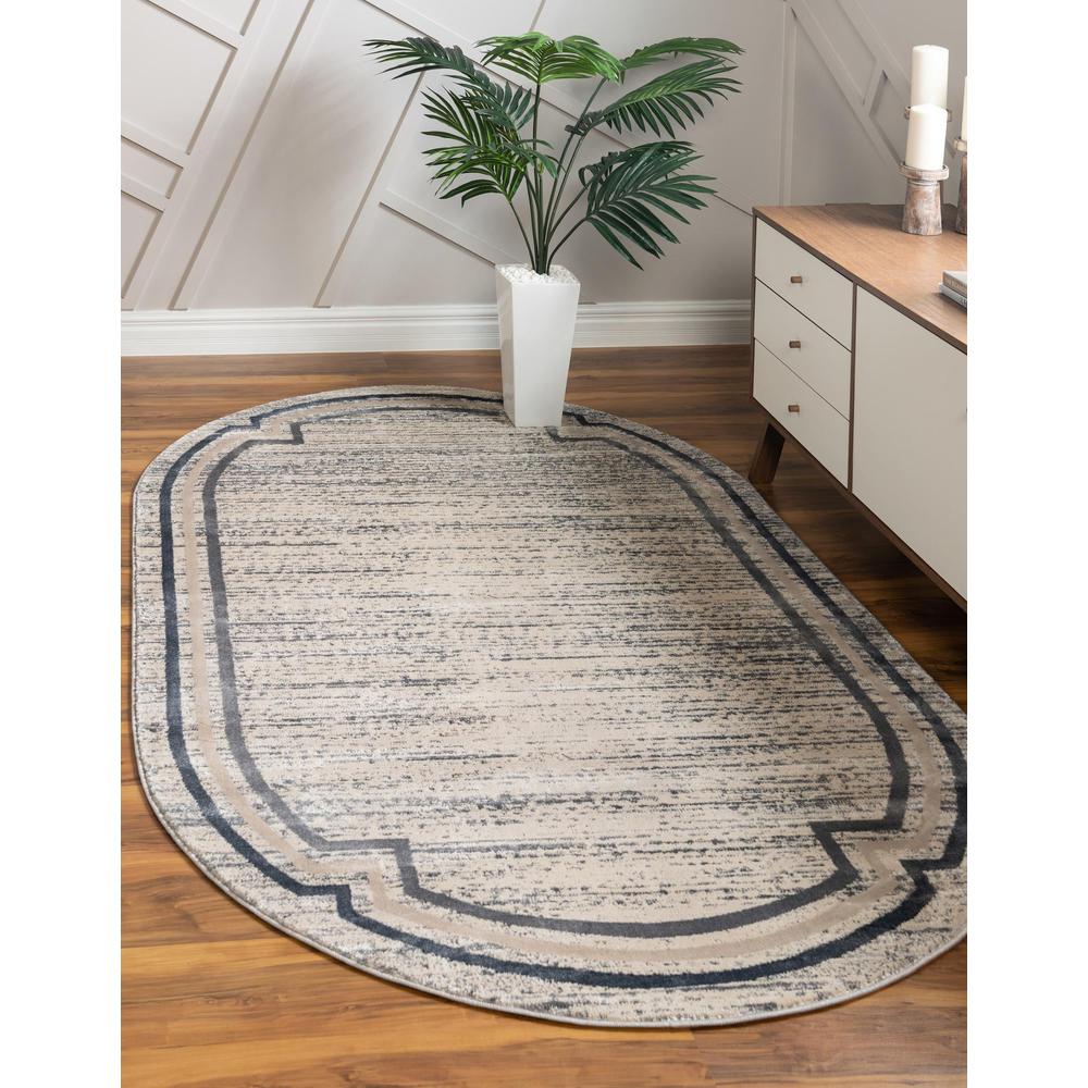 Unique Loom 8x10 Oval Rug in Gray (3154390). Picture 2