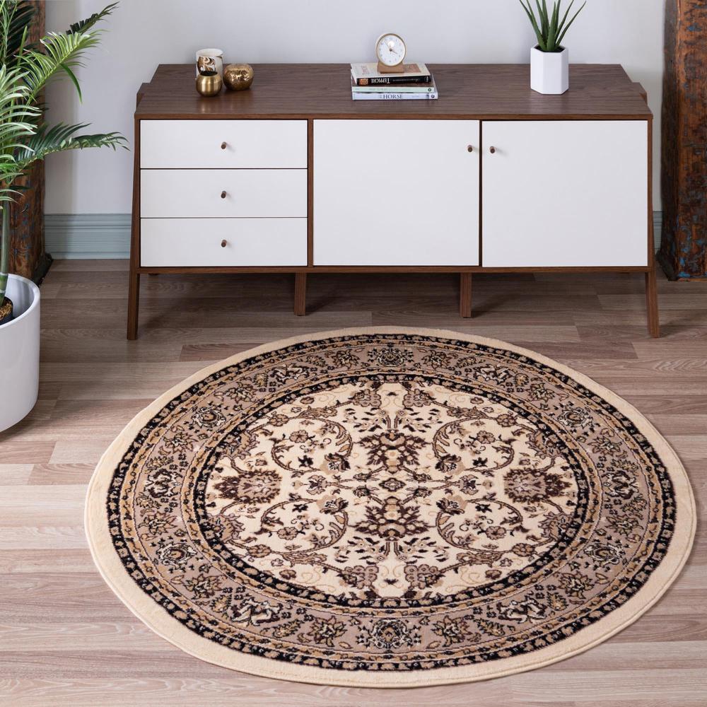 Unique Loom 5 Ft Round Rug in Ivory (3152874). Picture 2