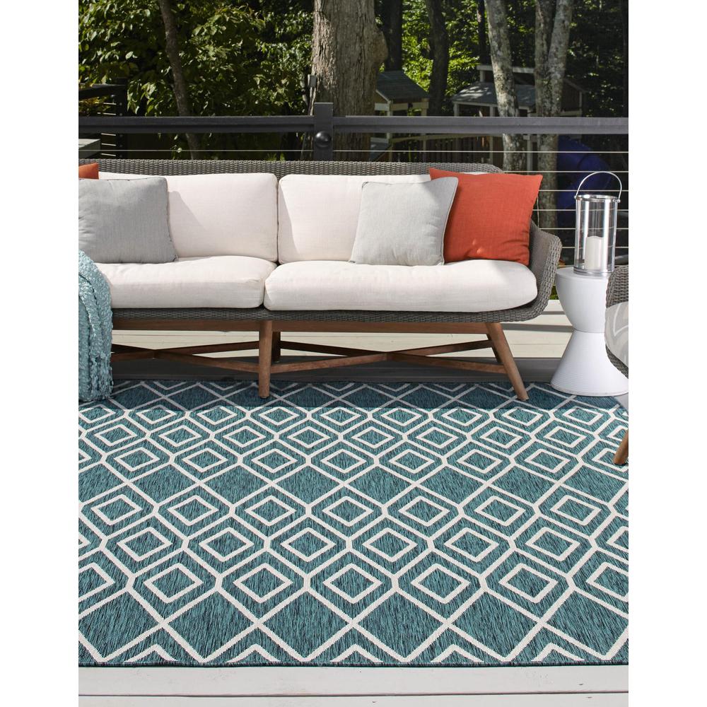 Jill Zarin Outdoor Turks and Caicos Area Rug 1' 4" x 1' 4", Square Teal. Picture 3
