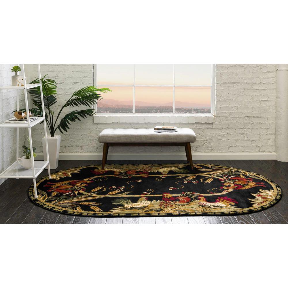 Unique Loom 5x8 Oval Rug in Black (3153897). Picture 3