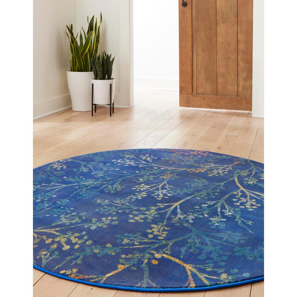 Unique Loom 7 Ft Round Rug in Blue (3163762). Picture 3