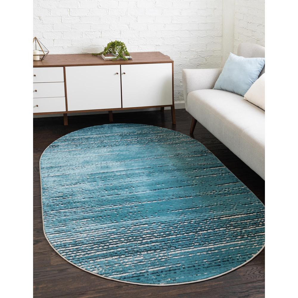 Unique Loom 8x10 Oval Rug in Blue (3154247). Picture 2