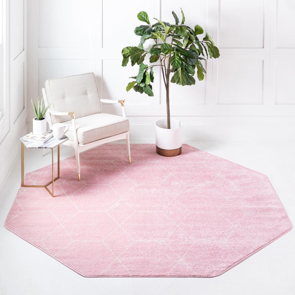 Unique Loom 8 Ft Octagon Rug in Light Pink (3151609). Picture 2