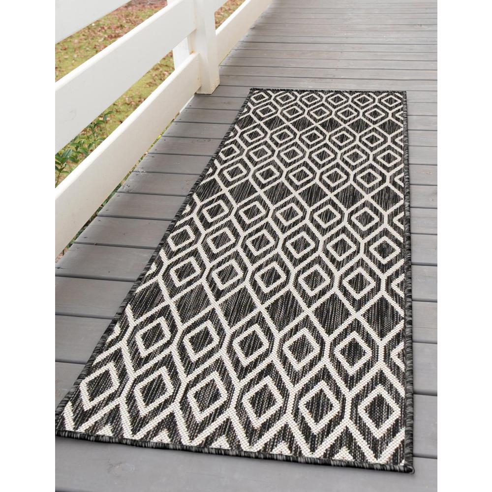 Jill Zarin Outdoor Turks and Caicos Area Rug 2' 0" x 8' 0", Runner Charcoal Gray. Picture 2