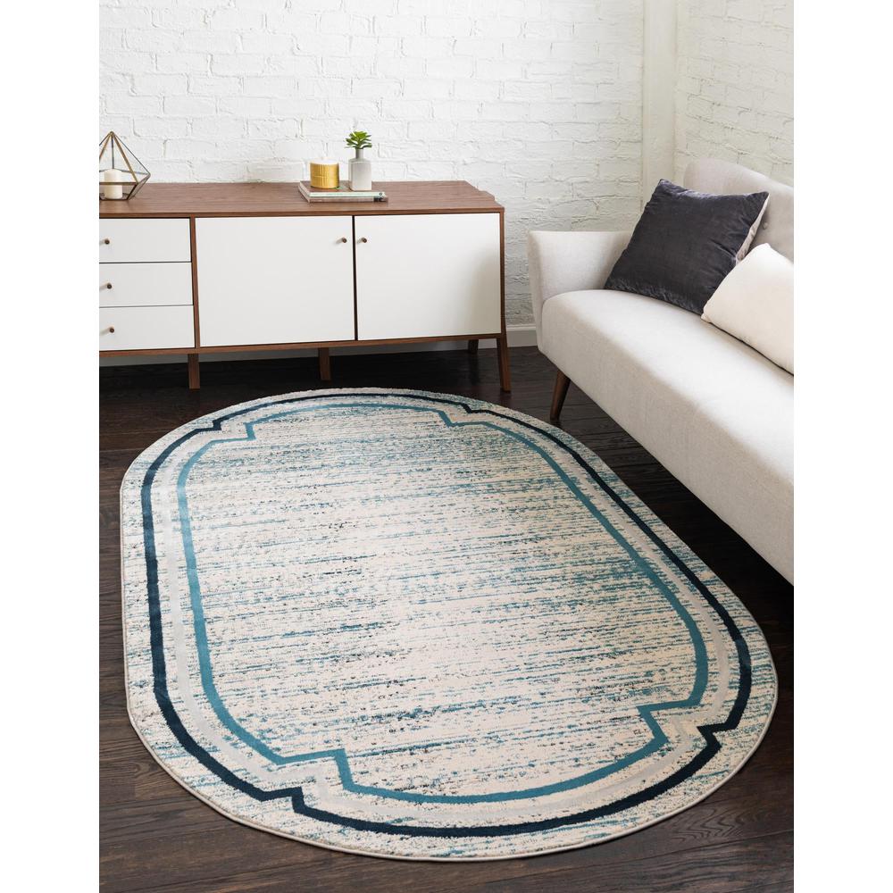 Unique Loom 8x10 Oval Rug in Blue (3154364). Picture 2